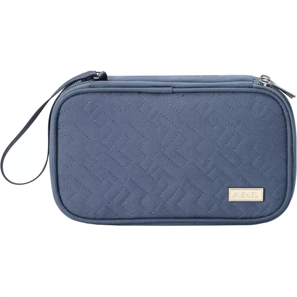 imageNISHEL Travel Cord Organizer Case Double Layers Tech Electronic Case Travel Essentials for Charger Cable Phone Flash drive PinkAegeanBlue