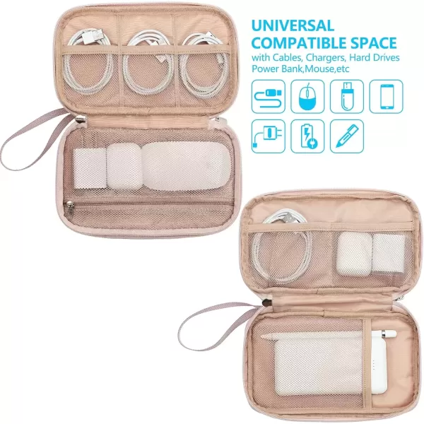 imageNISHEL Travel Cord Organizer Case Double Layers Tech Electronic Case Travel Essentials for Charger Cable Phone Flash drive PinkAegeanBlue
