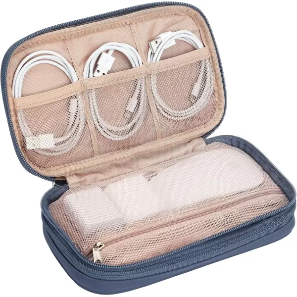 imageNISHEL Travel Cord Organizer Case Double Layers Tech Electronic Case Travel Essentials for Charger Cable Phone Flash drive PinkAegeanBlue
