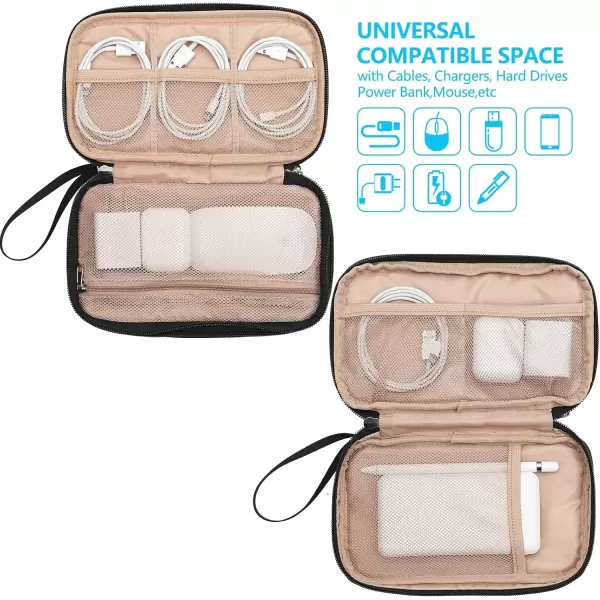 imageNISHEL Travel Cord Organizer Case Double Layers Tech Electronic Case Travel Essentials for Charger Cable Phone Flash drive PinkBlack