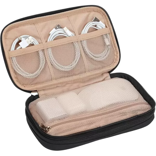 imageNISHEL Travel Cord Organizer Case Double Layers Tech Electronic Case Travel Essentials for Charger Cable Phone Flash drive PinkBlack