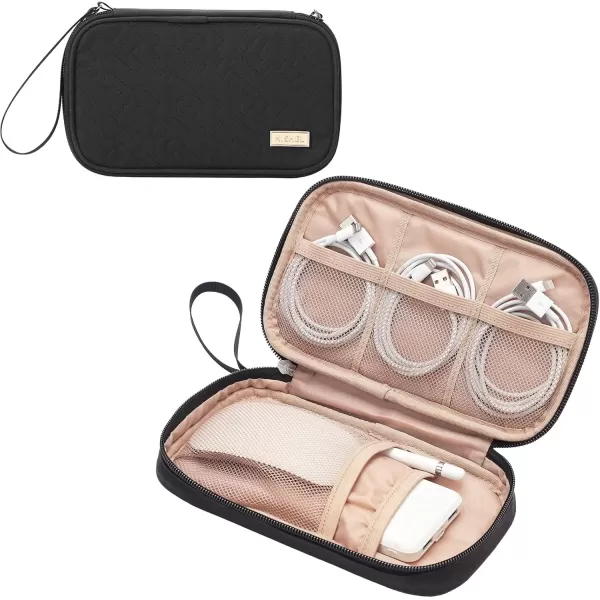 imageNISHEL Travel Cord Organizer Case Double Layers Tech Electronic Case Travel Essentials for Charger Cable Phone Flash drive PinkBlack