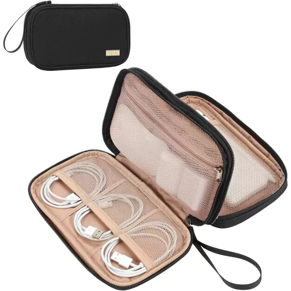 imageNISHEL Travel Cord Organizer Case Double Layers Tech Electronic Case Travel Essentials for Charger Cable Phone Flash drive PinkBlack