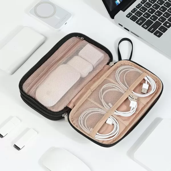 imageNISHEL Travel Cord Organizer Case Double Layers Tech Electronic Case Travel Essentials for Charger Cable Phone Flash drive PinkBlack