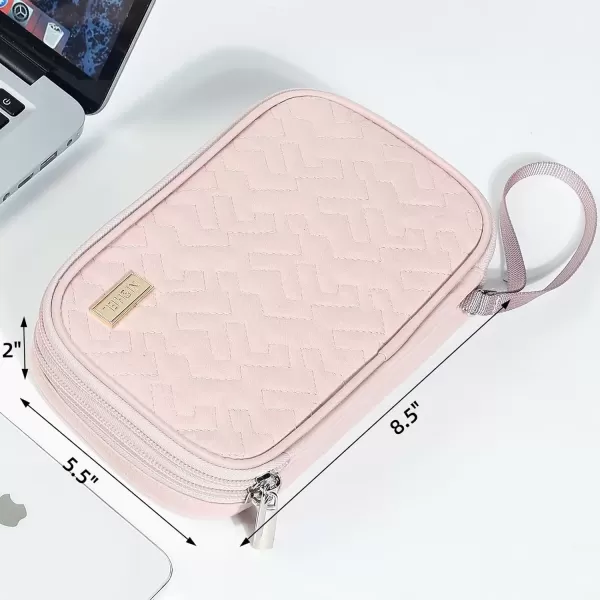 imageNISHEL Travel Cord Organizer Case Double Layers Tech Electronic Case Travel Essentials for Charger Cable Phone Flash drive PinkPink