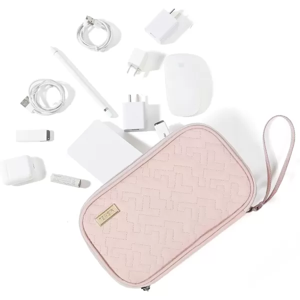 imageNISHEL Travel Cord Organizer Case Double Layers Tech Electronic Case Travel Essentials for Charger Cable Phone Flash drive PinkPink