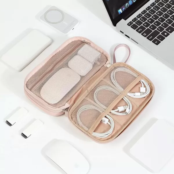 imageNISHEL Travel Cord Organizer Case Double Layers Tech Electronic Case Travel Essentials for Charger Cable Phone Flash drive PinkPink