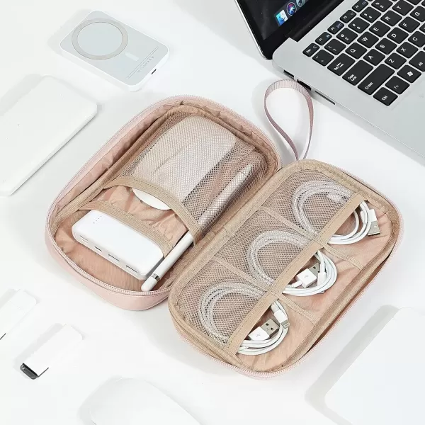 imageNISHEL Travel Cord Organizer Case Double Layers Tech Electronic Case Travel Essentials for Charger Cable Phone Flash drive PinkPink