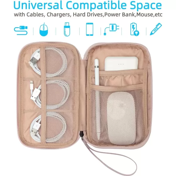 imageNISHEL Travel Cord Organizer Case Double Layers Tech Electronic Case Travel Essentials for Charger Cable Phone Flash drive PinkPink