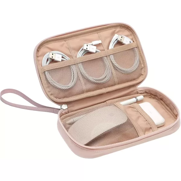 imageNISHEL Travel Cord Organizer Case Double Layers Tech Electronic Case Travel Essentials for Charger Cable Phone Flash drive PinkPink