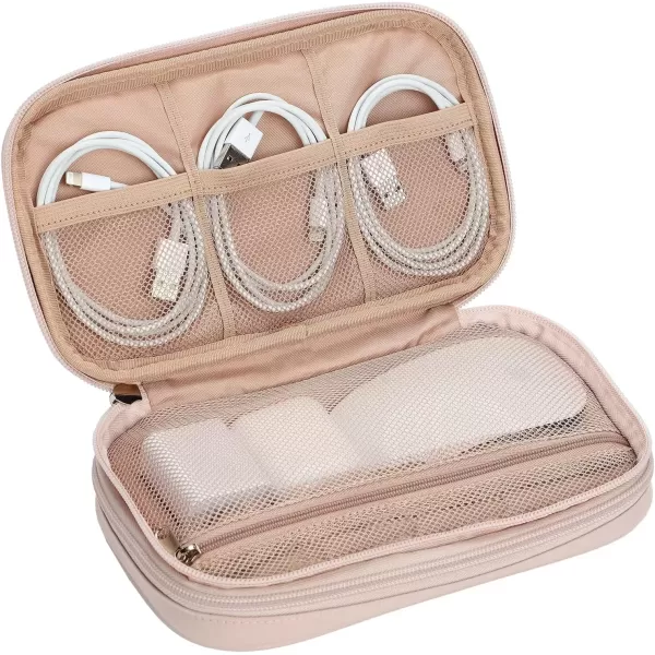 imageNISHEL Travel Cord Organizer Case Double Layers Tech Electronic Case Travel Essentials for Charger Cable Phone Flash drive PinkPink