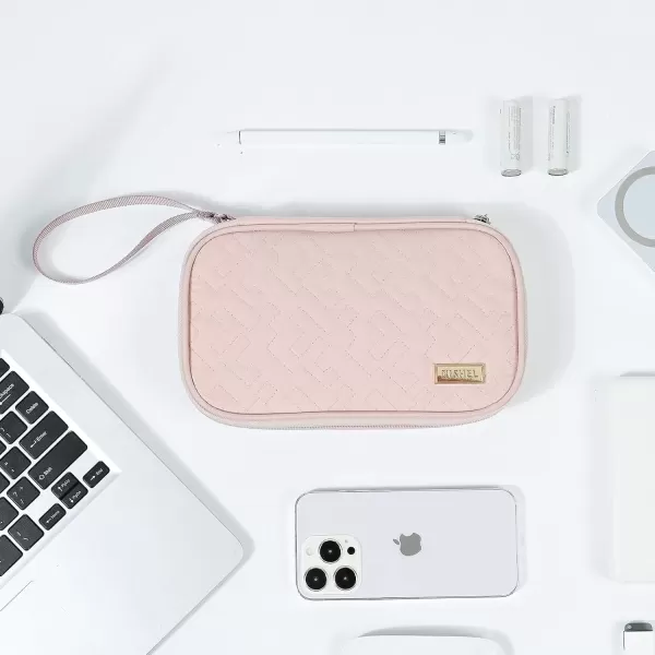 imageNISHEL Travel Cord Organizer Case Double Layers Tech Electronic Case Travel Essentials for Charger Cable Phone Flash drive PinkPink