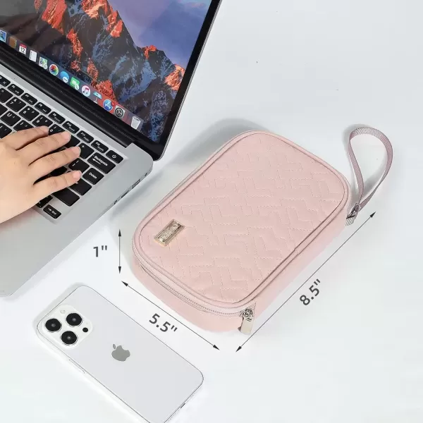imageNISHEL Travel Cord Organizer Case Double Layers Tech Electronic Case Travel Essentials for Charger Cable Phone Flash drive PinkPink