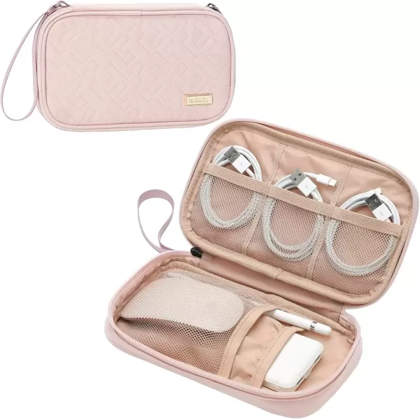 imageNISHEL Travel Cord Organizer Case Double Layers Tech Electronic Case Travel Essentials for Charger Cable Phone Flash drive PinkPink