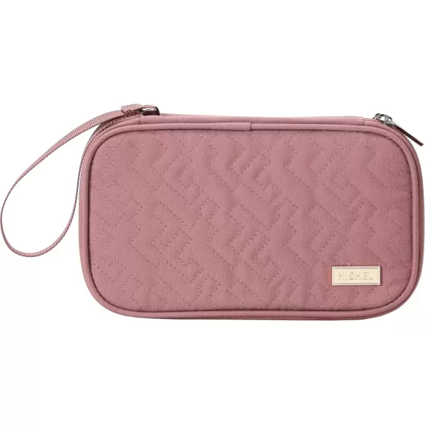 imageNISHEL Travel Cord Organizer Case Double Layers Tech Electronic Case Travel Essentials for Charger Cable Phone Flash drive PinkRosewood Pink