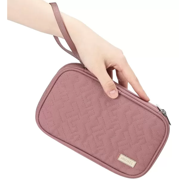 imageNISHEL Travel Cord Organizer Case Double Layers Tech Electronic Case Travel Essentials for Charger Cable Phone Flash drive PinkRosewood Pink