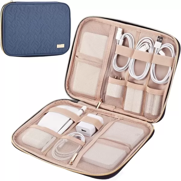 imageNISHEL Travel Cord Organizer CaseTech Electronic Case Travel Essentials for Charger Cable Phone Hard Drive USB SD Card BlackAegeanBlue
