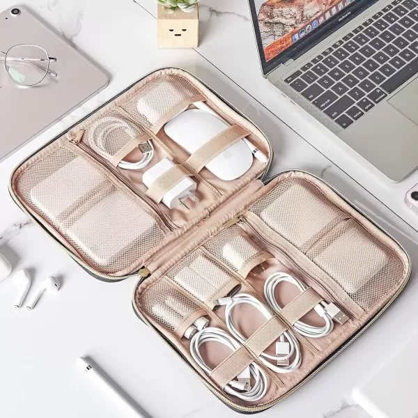 imageNISHEL Travel Cord Organizer CaseTech Electronic Case Travel Essentials for Charger Cable Phone Hard Drive USB SD Card BlackLakeBlue