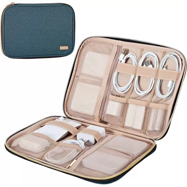 imageNISHEL Travel Cord Organizer CaseTech Electronic Case Travel Essentials for Charger Cable Phone Hard Drive USB SD Card BlackLakeBlue