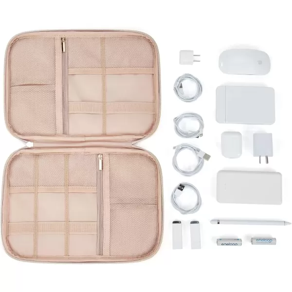 imageNISHEL Travel Cord Organizer CaseTech Electronic Case Travel Essentials for Charger Cable Phone Hard Drive USB SD Card BlackPink
