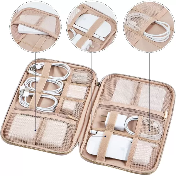 imageNISHEL Travel Cord Organizer CaseTech Electronic Case Travel Essentials for Charger Cable Phone Hard Drive USB SD Card BlackPink