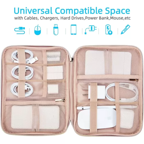 imageNISHEL Travel Cord Organizer CaseTech Electronic Case Travel Essentials for Charger Cable Phone Hard Drive USB SD Card BlackPink
