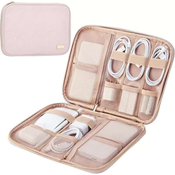imageNISHEL Travel Cord Organizer CaseTech Electronic Case Travel Essentials for Charger Cable Phone Hard Drive USB SD Card BlackPink