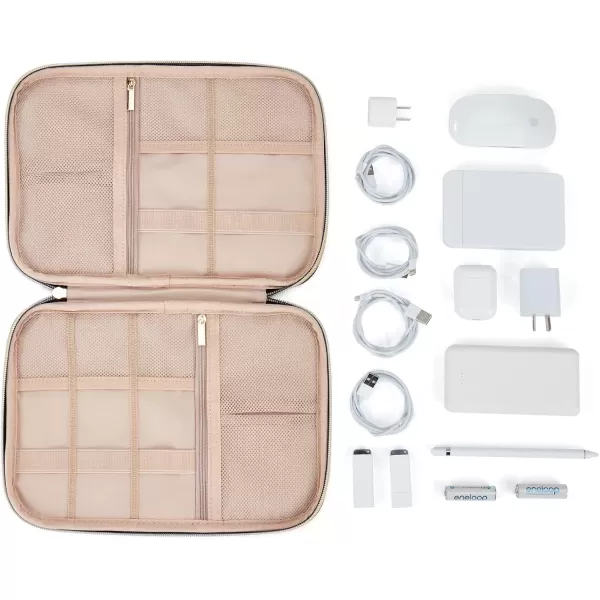 imageNISHEL Travel Cord Organizer CaseTech Electronic Case Travel Essentials for Charger Cable Phone Hard Drive USB SD Card BlackRosewoodPink