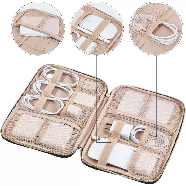imageNISHEL Travel Cord Organizer CaseTech Electronic Case Travel Essentials for Charger Cable Phone Hard Drive USB SD Card BlackRosewoodPink