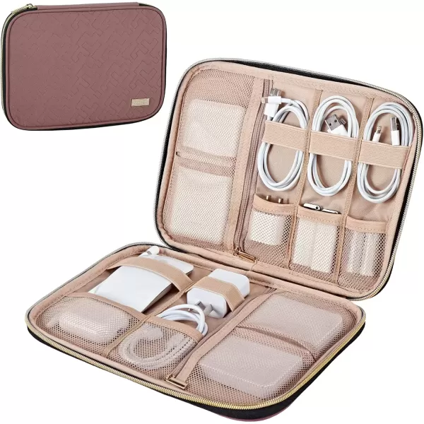 imageNISHEL Travel Cord Organizer CaseTech Electronic Case Travel Essentials for Charger Cable Phone Hard Drive USB SD Card BlackRosewoodPink