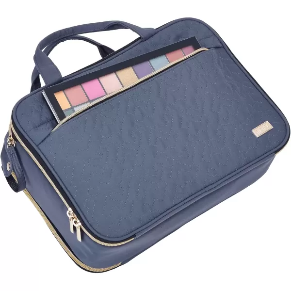 imageNISHEL Travel Makeup Bag Portable Cosmetic Organizer Stand Up Toiletry Bag Travel Cosmetic Case for Travel Sized Toiletries BlackAegeanBlue