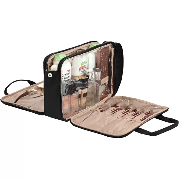 imageNISHEL Travel Makeup Bag Portable Cosmetic Organizer Stand Up Toiletry Bag Travel Cosmetic Case for Travel Sized Toiletries BlackBlack
