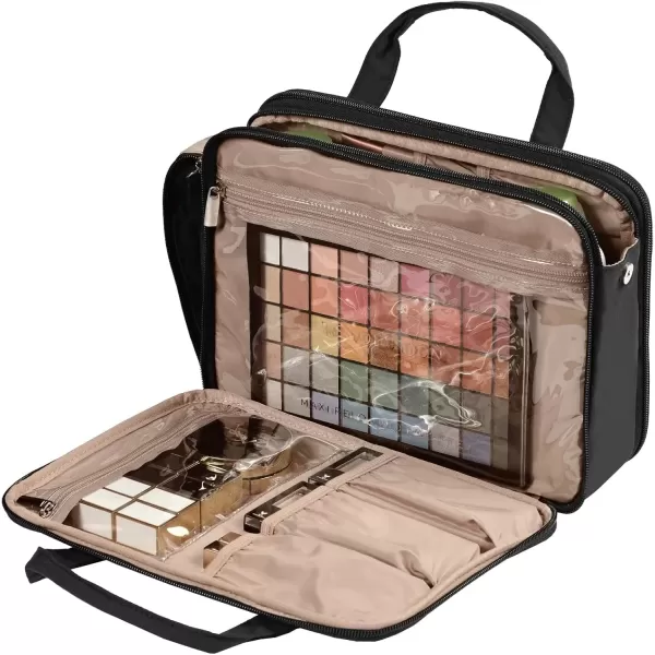 imageNISHEL Travel Makeup Bag Portable Cosmetic Organizer Stand Up Toiletry Bag Travel Cosmetic Case for Travel Sized Toiletries BlackBlack