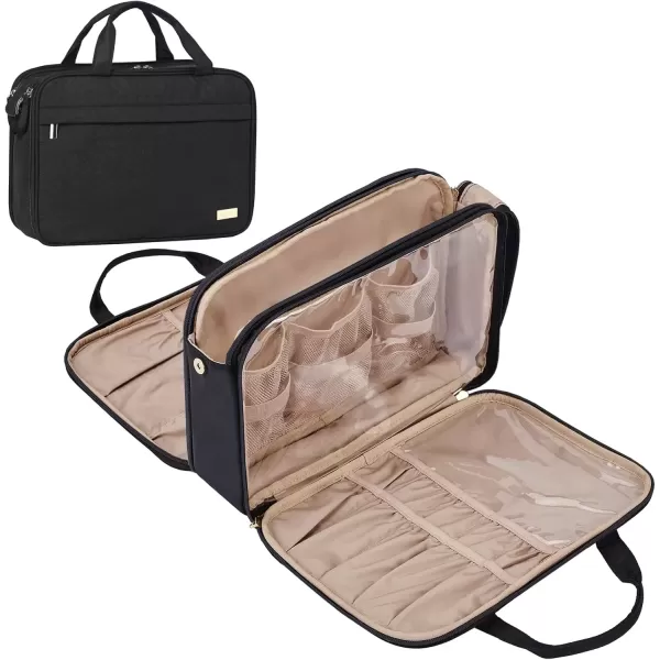 imageNISHEL Travel Makeup Bag Portable Cosmetic Organizer Stand Up Toiletry Bag Travel Cosmetic Case for Travel Sized Toiletries BlackBlack