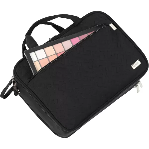 imageNISHEL Travel Makeup Bag Portable Cosmetic Organizer Stand Up Toiletry Bag Travel Cosmetic Case for Travel Sized Toiletries BlackBlack