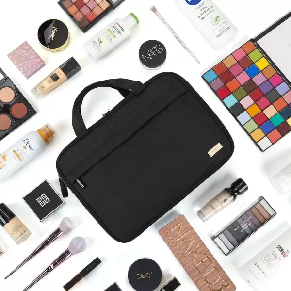 imageNISHEL Travel Makeup Bag Portable Cosmetic Organizer Stand Up Toiletry Bag Travel Cosmetic Case for Travel Sized Toiletries BlackBlack