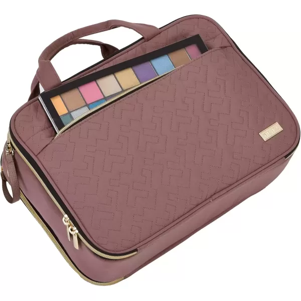 imageNISHEL Travel Makeup Bag Portable Cosmetic Organizer Stand Up Toiletry Bag Travel Cosmetic Case for Travel Sized Toiletries BlackRosewoodPink