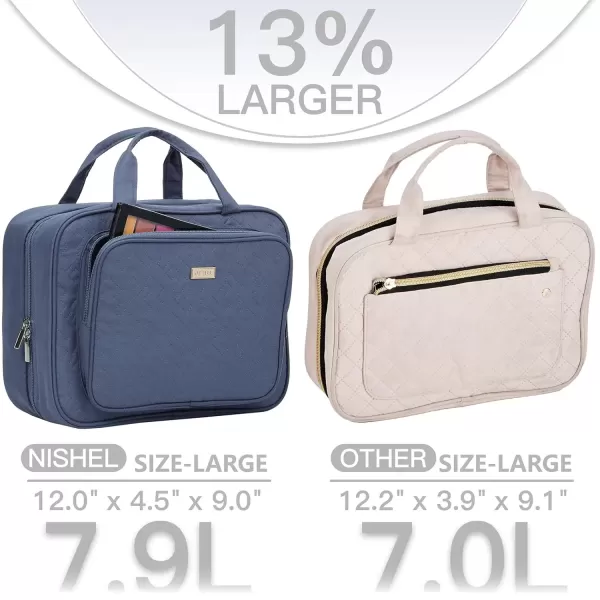 imageNISHEL Travel Toiletry Bag for Women Large Capacity Travel Essentials Organizer Hanging Makeup Case for Accessories Cosmetics Toiletries PinkAegeanBlue
