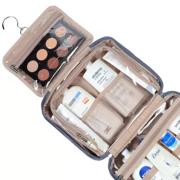 imageNISHEL Travel Toiletry Bag for Women Large Capacity Travel Essentials Organizer Hanging Makeup Case for Accessories Cosmetics Toiletries PinkAegeanBlue