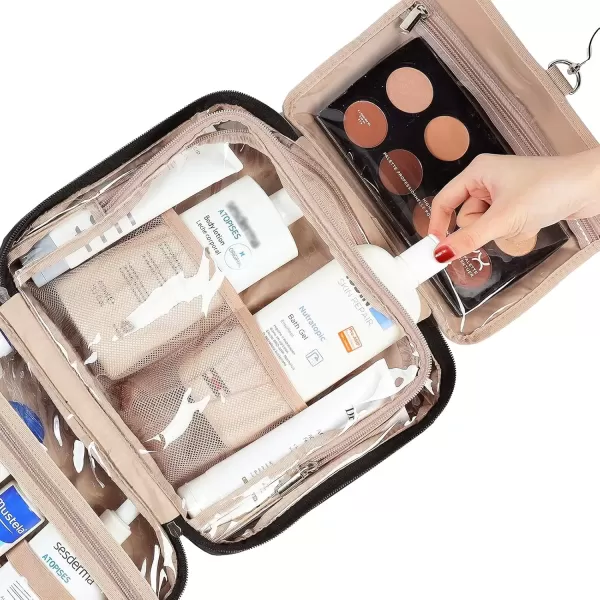 imageNISHEL Travel Toiletry Bag for Women Large Capacity Travel Essentials Organizer Hanging Makeup Case for Accessories Cosmetics Toiletries PinkBlack