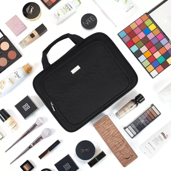 imageNISHEL Travel Toiletry Bag for Women Large Capacity Travel Essentials Organizer Hanging Makeup Case for Accessories Cosmetics Toiletries PinkBlack