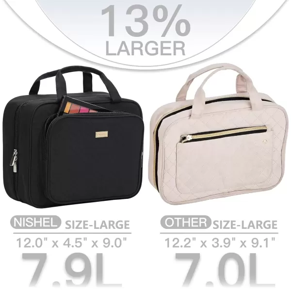 imageNISHEL Travel Toiletry Bag for Women Large Capacity Travel Essentials Organizer Hanging Makeup Case for Accessories Cosmetics Toiletries PinkBlack