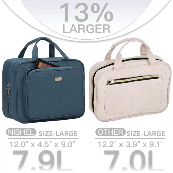 imageNISHEL Travel Toiletry Bag for Women Large Capacity Travel Essentials Organizer Hanging Makeup Case for Accessories Cosmetics Toiletries PinkLake Blue