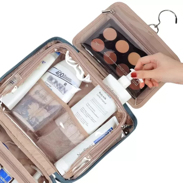 imageNISHEL Travel Toiletry Bag for Women Large Capacity Travel Essentials Organizer Hanging Makeup Case for Accessories Cosmetics Toiletries PinkLake Blue