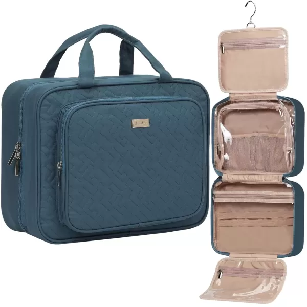 imageNISHEL Travel Toiletry Bag for Women Large Capacity Travel Essentials Organizer Hanging Makeup Case for Accessories Cosmetics Toiletries PinkLake Blue