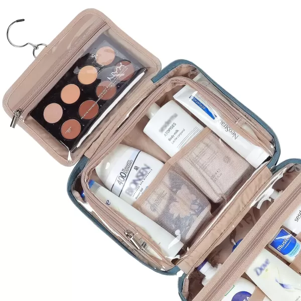imageNISHEL Travel Toiletry Bag for Women Large Capacity Travel Essentials Organizer Hanging Makeup Case for Accessories Cosmetics Toiletries PinkLake Blue