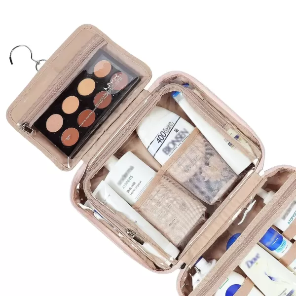 imageNISHEL Travel Toiletry Bag for Women Large Capacity Travel Essentials Organizer Hanging Makeup Case for Accessories Cosmetics Toiletries PinkPink