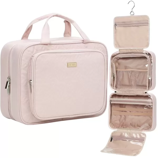 imageNISHEL Travel Toiletry Bag for Women Large Capacity Travel Essentials Organizer Hanging Makeup Case for Accessories Cosmetics Toiletries PinkPink
