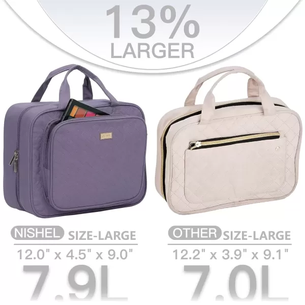 imageNISHEL Travel Toiletry Bag for Women Large Capacity Travel Essentials Organizer Hanging Makeup Case for Accessories Cosmetics Toiletries PinkPurple
