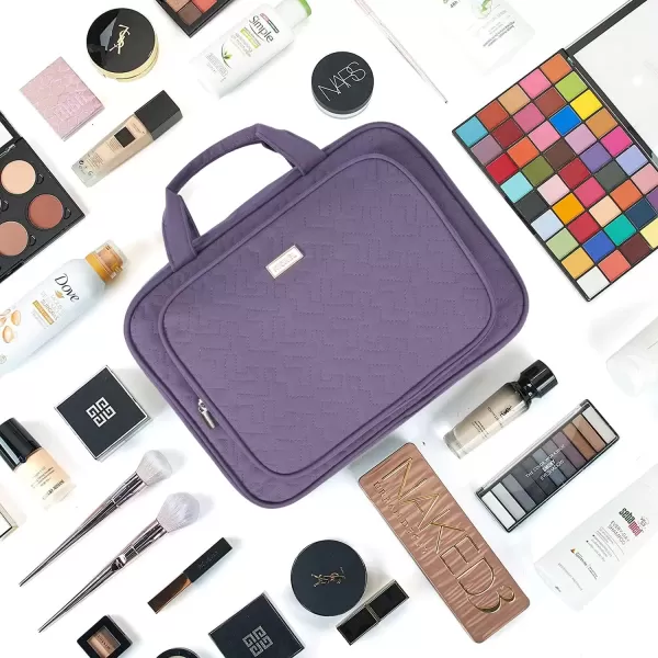imageNISHEL Travel Toiletry Bag for Women Large Capacity Travel Essentials Organizer Hanging Makeup Case for Accessories Cosmetics Toiletries PinkPurple